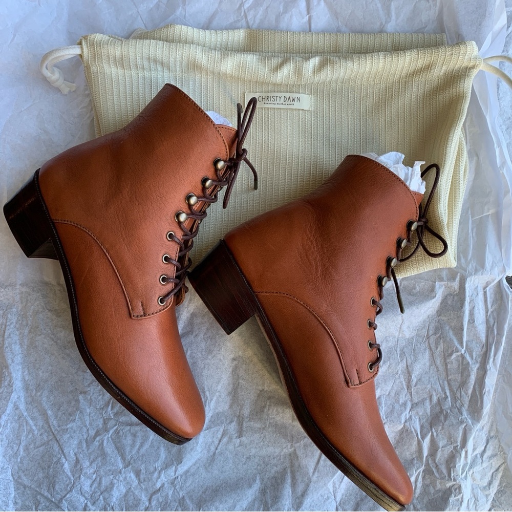 Christy Dawn Leather Dawn Boot, Walnut Color, 8.5, New - Picture 4 of 13